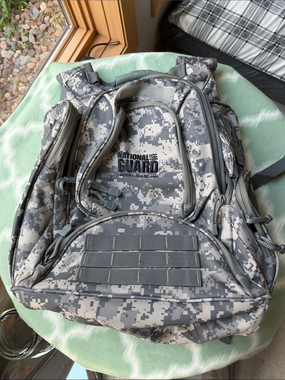 New Digital Camo Tactical Backpack - Gray, National Guard Emblem
